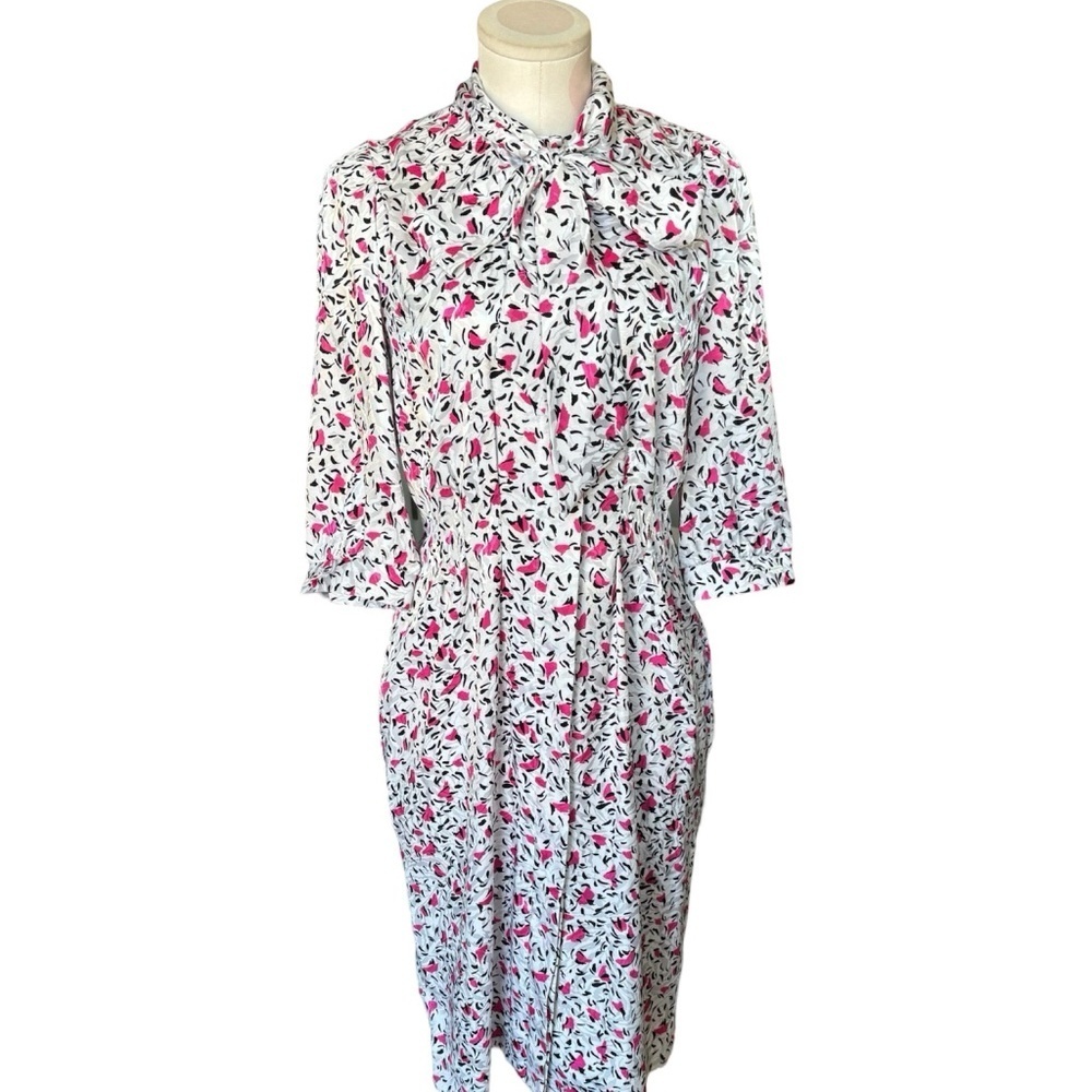 Vintage 80's White and pink floral collard sundress - Small